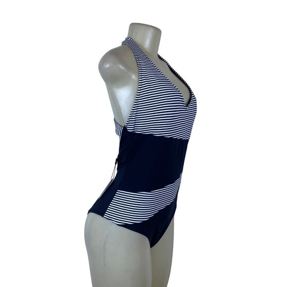 Niptuck Swim Women's Navy & White One-Piece Swimsuit Striped Size 16 - New - Picture 2 of 10